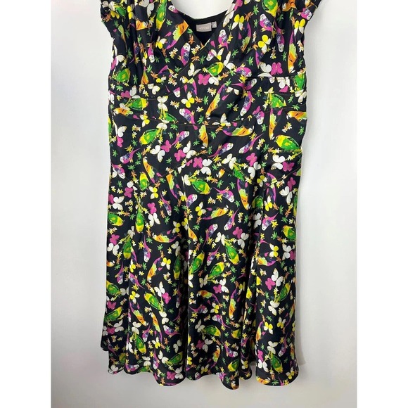 Eshakti Floral Butterfly Bird Dress V-Neck Cap Sleeve A-Line Plus Size 3X 26W - Picture 9 of 16